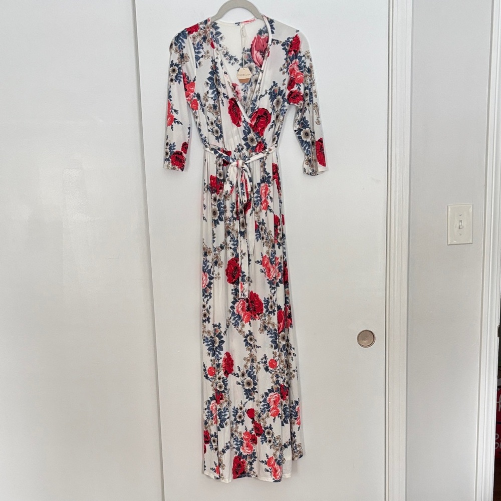 Floral Wrap Maxi Maternity Dress